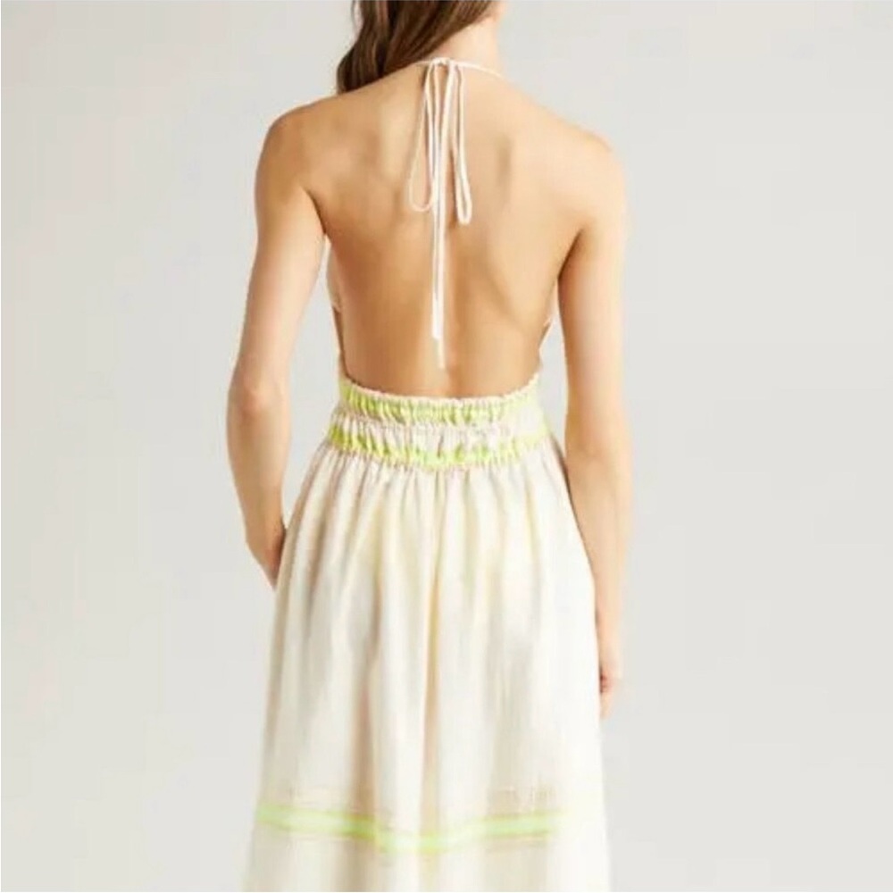 LEMLEM Gete hand spun woven halter maxi sun/cover Dress in lomi keylime - Picture 3 of 16